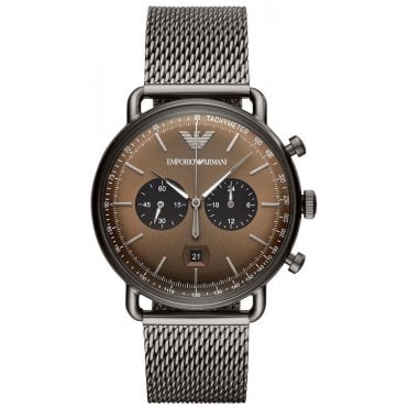 Emporio Armani AR11141 Mens Brown Aviator Watch