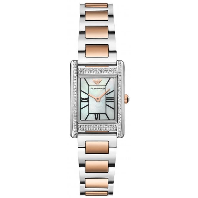 Emporio Armani AR11626 Ladies Two Tone Mother of Pearl Crystal Watch