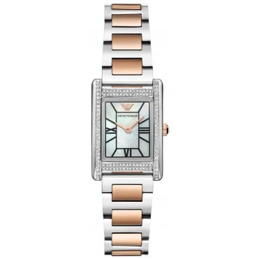Emporio Armani AR11626 Ladies Two Tone Mother of Pearl Crystal Watch