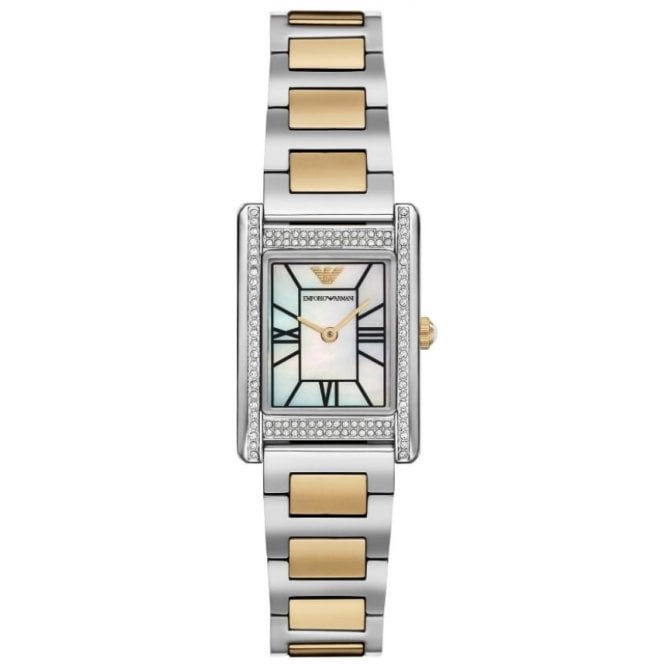 Emporio Armani AR11642 Ladies Two Tone Mother of Pearl Crystal Watch