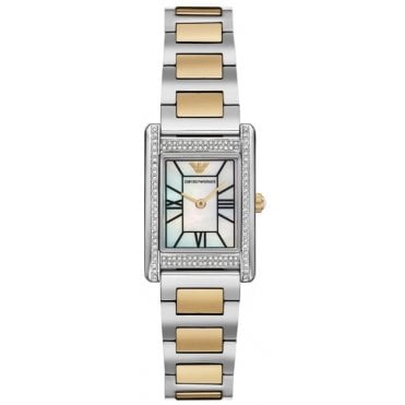 Emporio Armani AR11642 Ladies Two Tone Mother of Pearl Crystal Watch