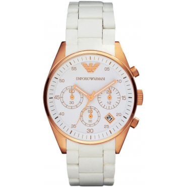 Emporio Armani AR5920 Ladies White Tazio Watch