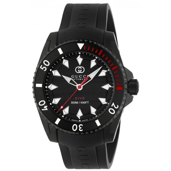 Gucci YA136361 Mens 40mm Automatic Dive Rubber Strap Watch