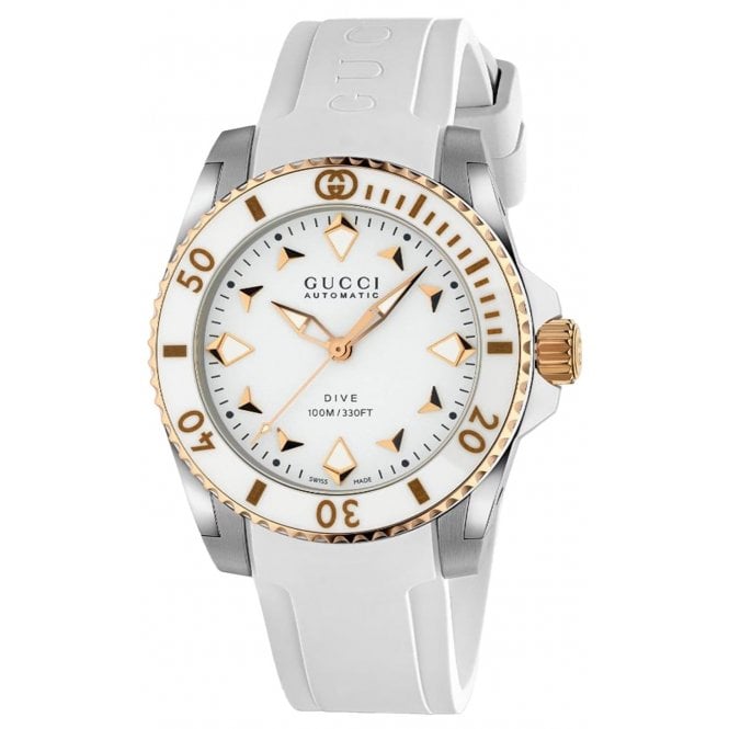 Gucci YA136407 Ladies 36mm Automatic Dive Rubber Strap Watch