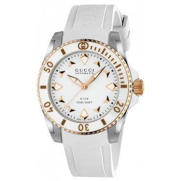 Gucci YA136407 Ladies 36mm Automatic Dive Rubber Strap Watch
