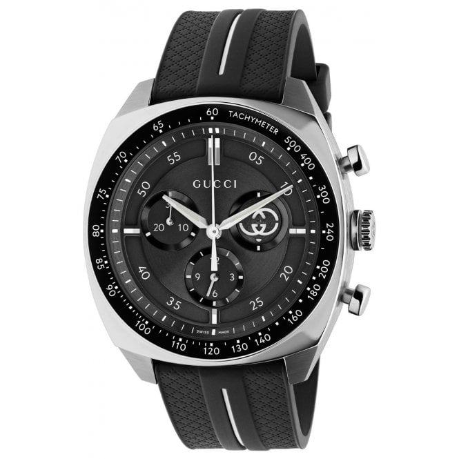 Gucci YA142320 Mens 41mm Interlocking Rubber Strap Watch