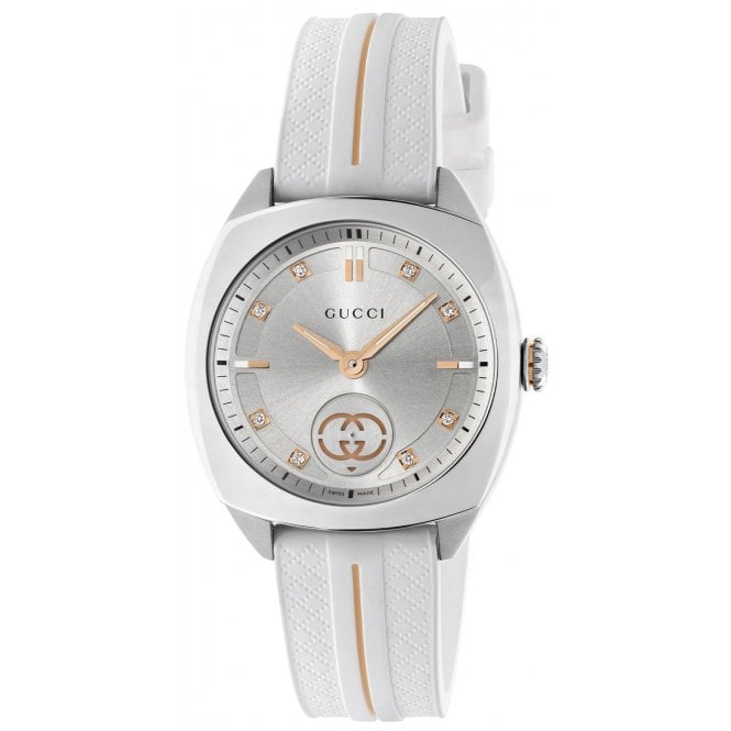 Gucci YA142512 Ladies 29mm Interlocking Rubber Strap Watch