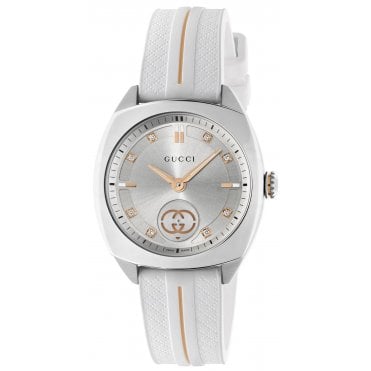 Gucci YA142512 Ladies 29mm Interlocking Rubber Strap Watch