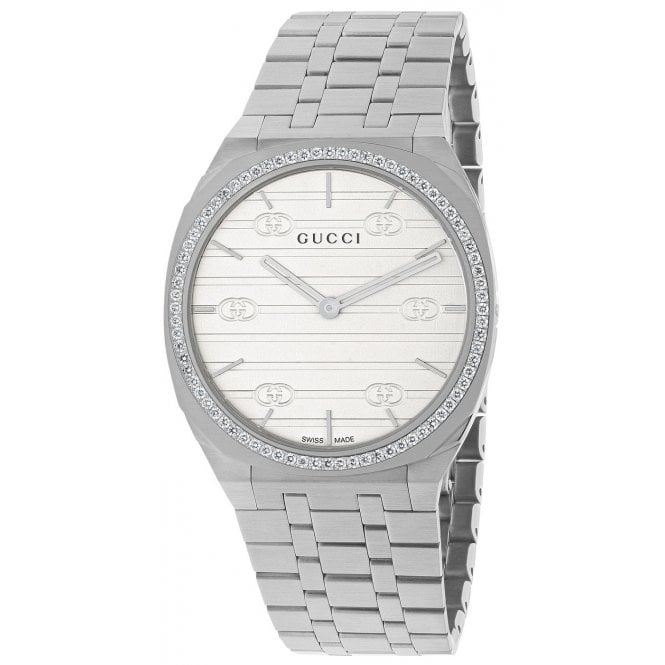 Gucci YA163401 Ladies 34mm 25H Diamond Watch