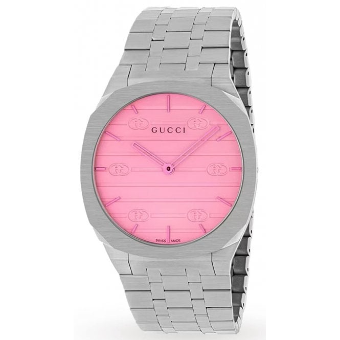 Gucci YA163410 Unisex 38mm 25H Pink Glass Watch