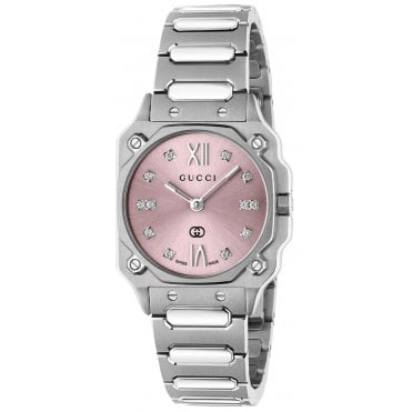 Gucci YA166501 Ladies 24mm G-Flat Diamond Set Watch