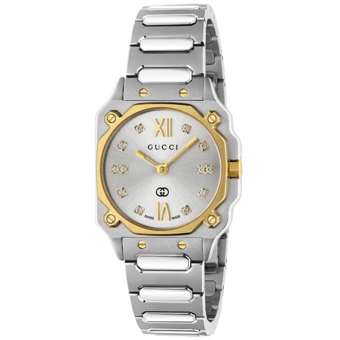 Gucci YA166503 Ladies 24mm G-Flat Diamond Set Watch