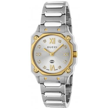 Gucci YA166503 Ladies 24mm G-Flat Diamond Set Watch