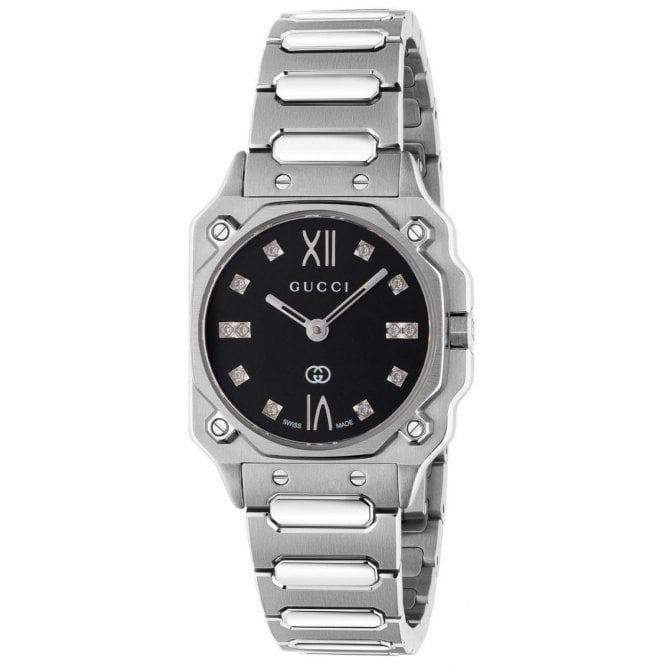 Gucci YA166507 Ladies 24mm G-Flat Diamond Set Watch