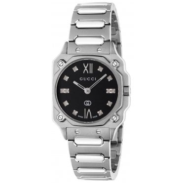 Gucci YA166507 Ladies 24mm G-Flat Diamond Set Watch