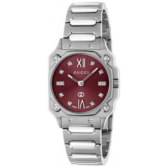 Gucci YA166508 Ladies 24mm G-Flat Diamond Set Watch