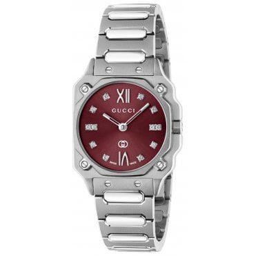 Gucci YA166508 Ladies 24mm G-Flat Diamond Set Watch