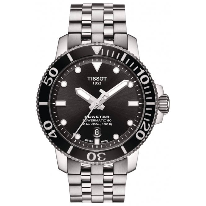 Tissot T120.407.11.051.00 Mens 43mm Black Dial Seastar 1000 Powermatic 80 Watch