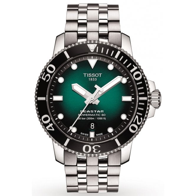 Tissot T120.407.11.091.01 Mens 43mm Green Dial Seastar 1000 Powermatic 80 Watch