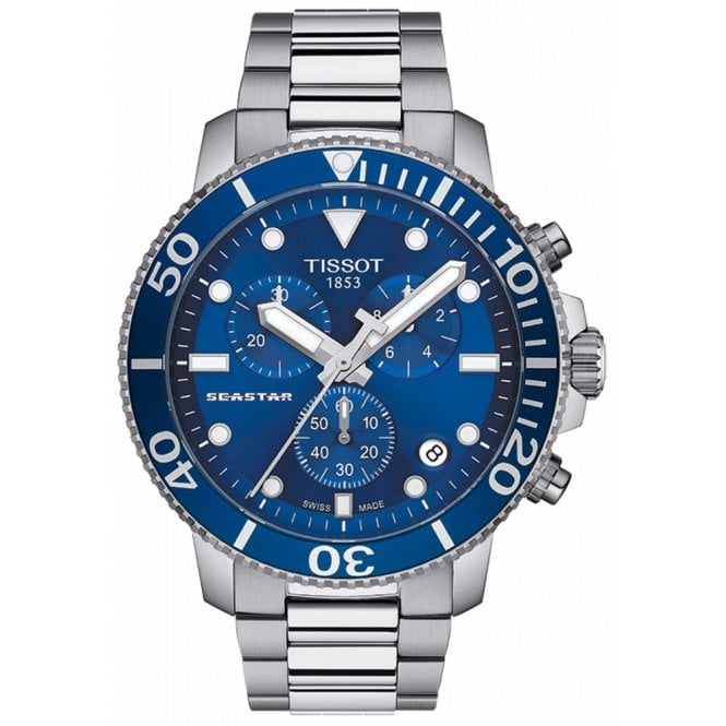 Tissot T120.417.11.041.00 Mens 45.5mm Blue Dial Seastar 1000 Chronograph Watch