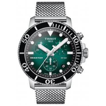 Tissot T120.417.11.091.00 Mens 45.5mm Green Dial Seastar 1000 Chronograph Watch