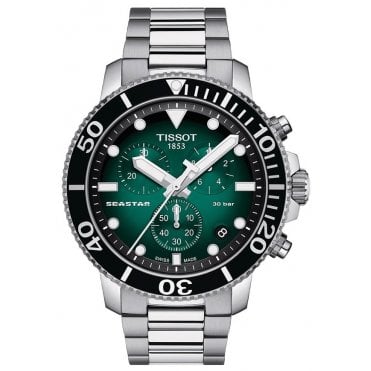 Tissot T120.417.11.091.01 Mens 45.5mm Green Dial Seastar 1000 Chronograph Watch